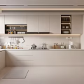 Modern Open Kitchen Interior With White Cabinets Island Counter And Appliances