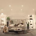 Modern Clothing Store Open Space With Sofa Green Plants Shelves And Decorative Ornaments