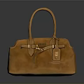Brown Leather PRADA Handbag With Double Handles Gold Hardware And Classic Design