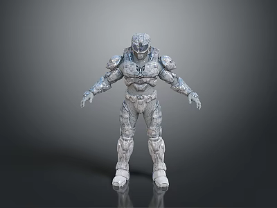Silver White Armored Humanoid Character With Mechanical Features As Fantasy Creature 3d model