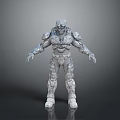 Silver White Armored Humanoid Character With Mechanical Features As Fantasy Creature 3d model