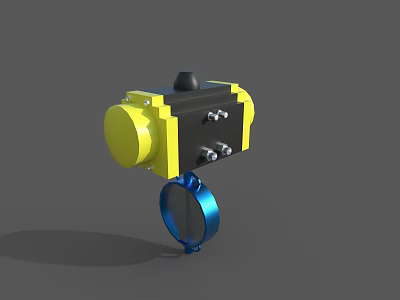 Pneumatic middle line soft seal butterfly valve wafer type butterfly valve pneumatic flange type butterfly valve 3d model