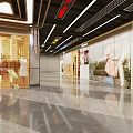 Modern Department Store Corridor With Dior Display Windows Brand Posters Marble Floor And Lighting Design