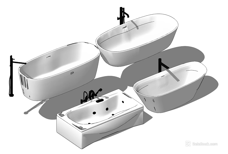 Different Styles Of Modern Bathtub Designs Including Oval Freestanding And Whirlpool Options 3d model 