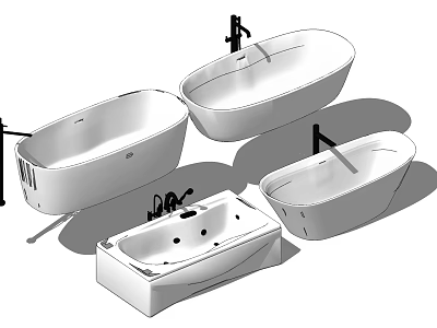 Different Styles Of Modern Bathtub Designs Including Oval Freestanding And Whirlpool Options 3d model