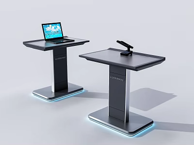 Modern LEARNEC Podiums With Laptop And Microphone Blue Lighting Base Design 3d model