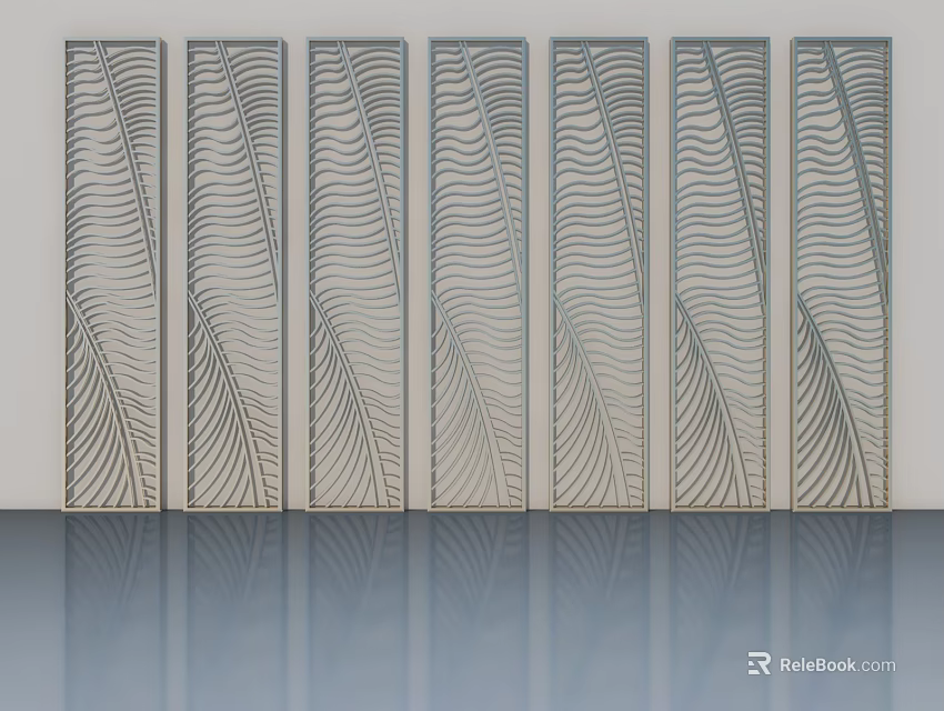 Seven Modern Swing Doors With Wavy Line Patterns For Interior Design 3d model 