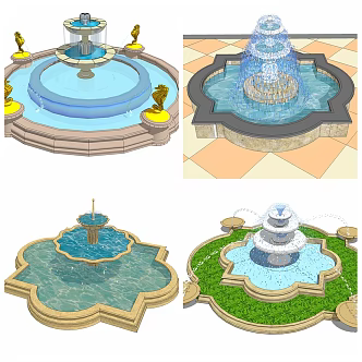 Jane European Fountain Waterscape Bottle Candle Painting 3d model