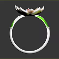 Stylish Lotus Shaped Fashion Ring With Orange Yellow Petals Green Accents And Red Blue Center