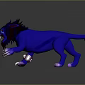 Blue Lion Game Movie Character With Red Mane Red Eyes Open Mouth And Sharp Claws