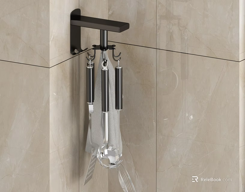Modern Wall Mounted Bathroom Cabinet Rack With Hanging Hooks And Storage Organizer 3d model 