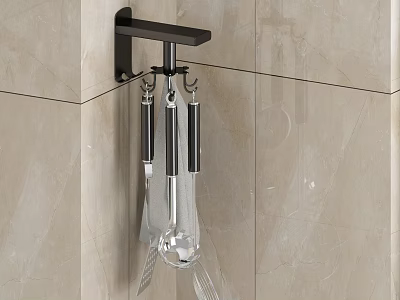 Modern Wall Mounted Bathroom Cabinet Rack With Hanging Hooks And Storage Organizer 3d model