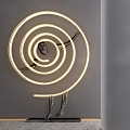Abstract Floor Lamp With Humanoid Silhouette And Spiral Light Ring For Modern Decor