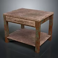 Rustic Wooden Side Table With Textured Top Drawer And Lower Shelf