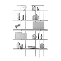 Modern Tiered Shelving Unit With Books Decorative Items Clocks Vases And Picture Frames