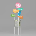 Art Installation With Colorful Directional Signs In Vibrant Hues For Wayfinding And Information