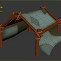 Tent Shaped Decorative Furniture With Wooden Frames Blue Fabric And Braided Details