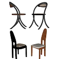 Modern Stylish Dining Chairs With Wooden Backs Metal Legs And Woven Fabric Seats
