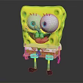 SpongeBob SquarePants Yellow Square Character With Big Eyes Smiling Face And Red Tie