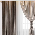 Elegant Double Layer Curtains with Sheer Inner and Textured Outer Panels for Window Decor 3d model
