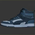 Casual Teal High Top Sneakers With Velcro Strap Mixed Materials And White Sole