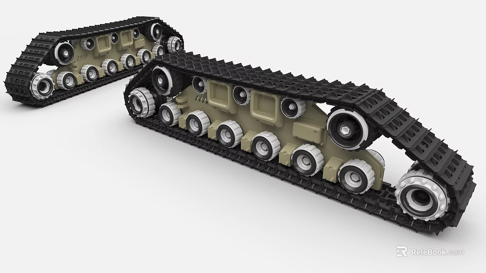 Heavy Duty Tracked Industrial Equipment With Metal Wheels And Undercarriage Structure 3d model 