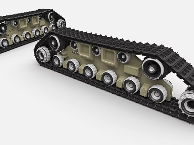 Heavy Duty Tracked Industrial Equipment With Metal Wheels And Undercarriage Structure 3d model