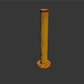 Yellow Rustic Column With Base And Textured Surface Design Element