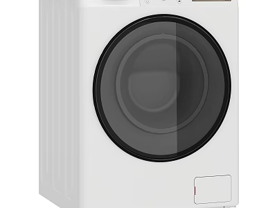 Sleek white front loading washing machine with modern circular door design 3d model
