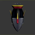 Stylized Missile Weapon With Silver Red Yellow Black Color And Pointed Head Design
