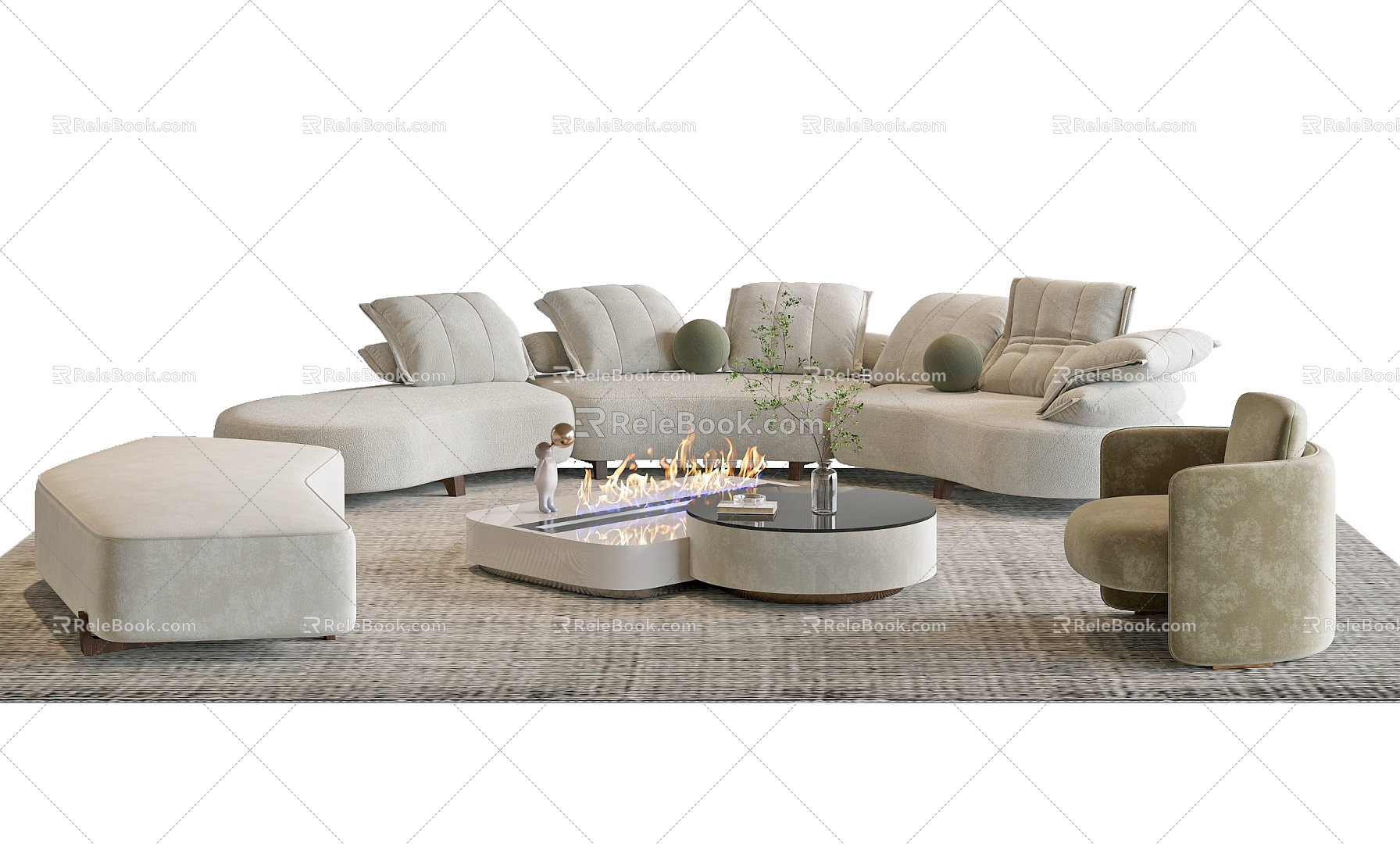 Modern sofa coffee table combination 3d model