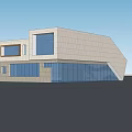 Modern Single Family House Exterior Design With Large Glass Windows And Geometric Facade