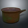 Copper Green And Brown Textured Household Pot With Handle For Daily Use