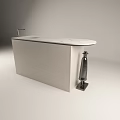 Modern Bathroom Vanity With Marble Countertop Sink Open Shelves And Towel Holder
