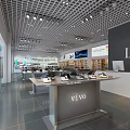Modern Digital Store With Vivo Counters Smartphones Tablets TVs And Display Shelves