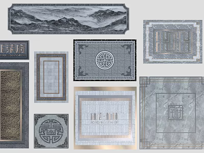 Traditional Chinese Garden Ornaments with Classic Patterns Geometric Shapes and Landscape Motifs 3d model