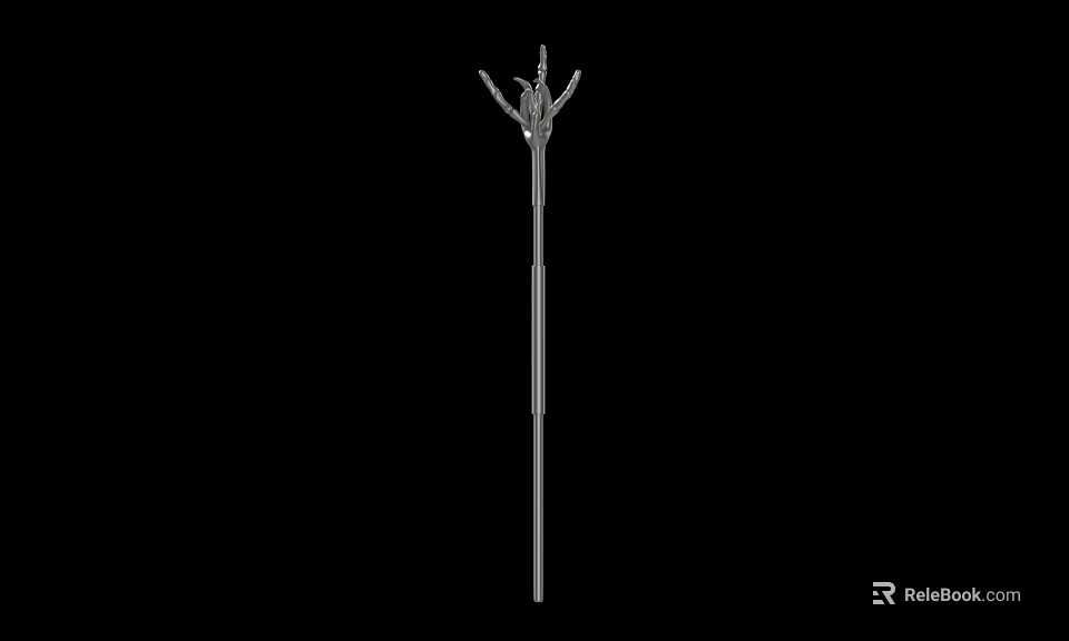 Ancient Trident Weapon With Long Metal Handle And Three Sharp Prongs 3d model 