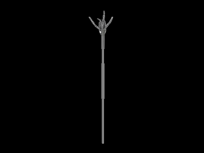 Ancient Trident Weapon With Long Metal Handle And Three Sharp Prongs 3d model