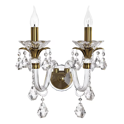 Elegant Crystal Wall Sconce With Golden Accents And Hanging Glass Pendants 3d model