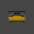 Yellow Modified Sports Car Featuring Streamlined Body Large Wheels and Rear Wing