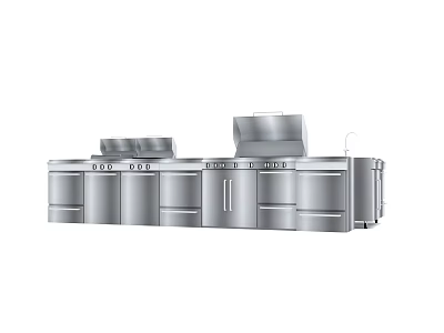 Stainless Steel Kitchen Workstation With Cabinets Sink And Countertop Design 3d model