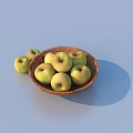 Two Fresh Light Green Apples Placed on Light Blue Background