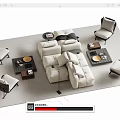 Modern Sectional Sofa with Accent Chairs Coffee Tables and Area Rug in Living Room