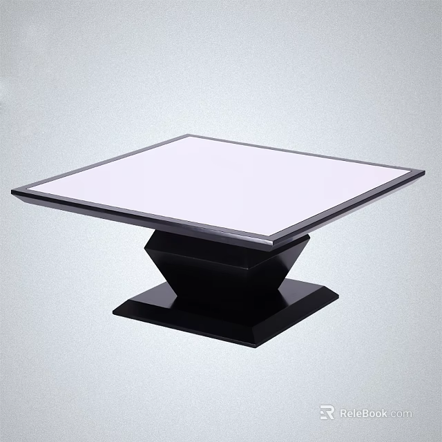 Modern Square Coffee Table With White Smooth Top And Black Geometric Base Design 3d model