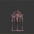 Pink Toned Dome Structure With Cross Top Spiral Columns And Arched Design Features