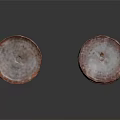 Rusty Metal Barrels With Worn Surface And Reflection On Black Glossy Base