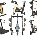 Essential Home Gym Sports Equipment Featuring Treadmill Spin Bike And Weight Racks