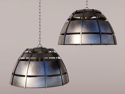 Modern Industrial Metal Chandeliers With Hemispherical Grid Design For Interior Decoration 3d model