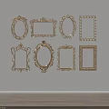 Golden Decorative Picture Frames With Various Shapes And Ornate Carving Designs