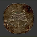 Crab and Fisherman's Knife on Round Platter with Dirt and Grass